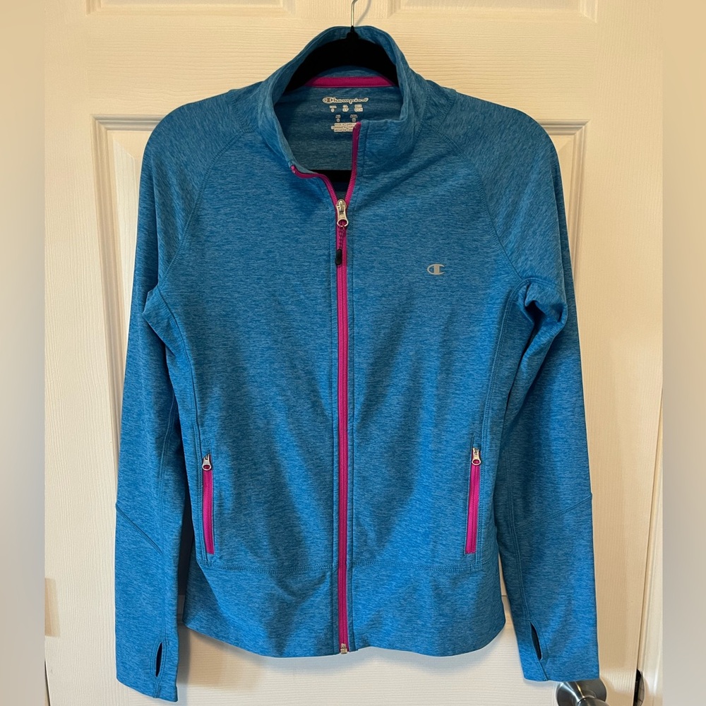 Champion Heathered Blue Full zip -size small